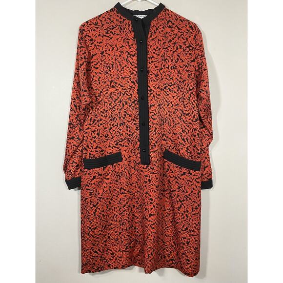 Tanner Vintage Red Black Boucle Lightweight Shift Dress Mandarin Collar Size‎ 8 - Picture 1 of 7